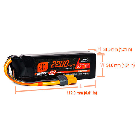 2200mAh 4S 14.8V Smart G2 LiPo 30C; IC3