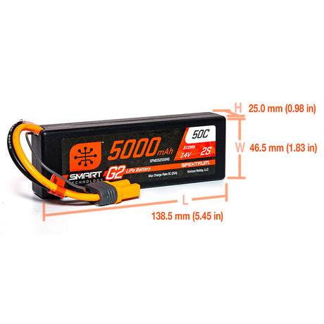5000mAh 2S 7.4V Smart G2 LiPo 50C Hard Case; IC5