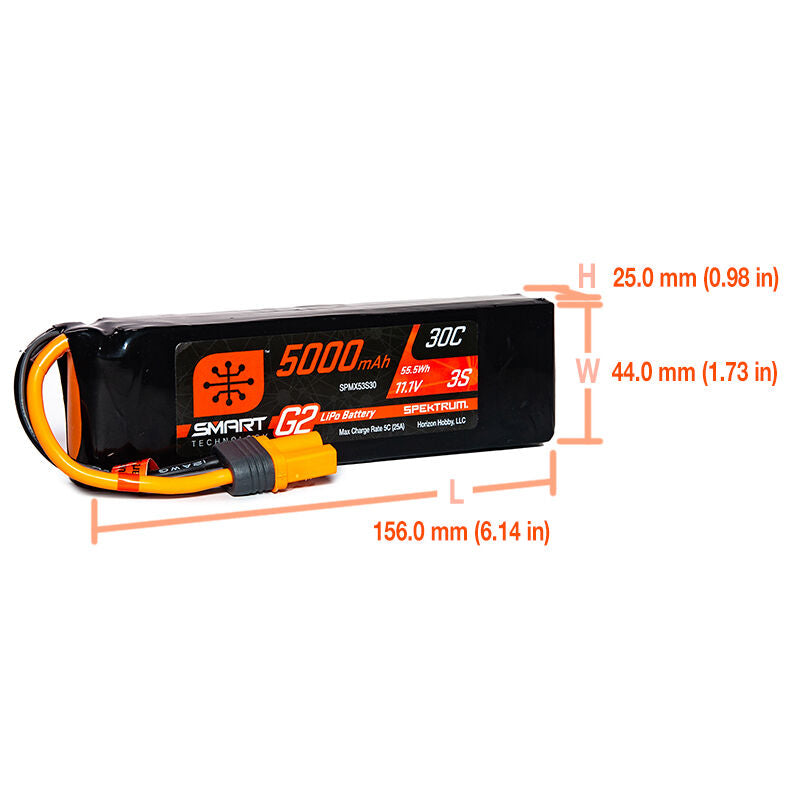 5000mAh 3S 11.1V Smart G2 LiPo 30C; IC5