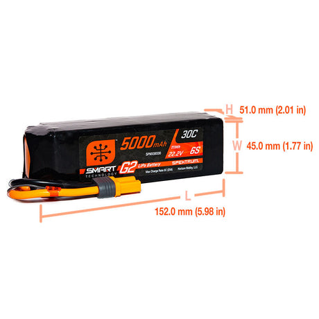 5000mAh 6S 22.2V Smart G2 LiPo 30C; IC5