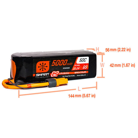 5000mAh 6S 22.2V Smart G2 LiPo 50C; IC5