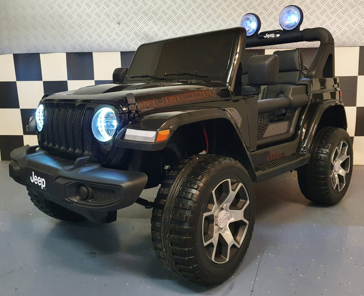 Jeep Wrangler batteri børnebil 12 volt 4 hjulstræk m. fjernbetjening sort