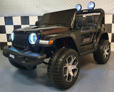 Jeep Wrangler batteri børnebil 12 volt 4 hjulstræk m. fjernbetjening sort