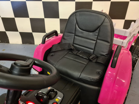 Children's tractor 12 volts with trailer pink