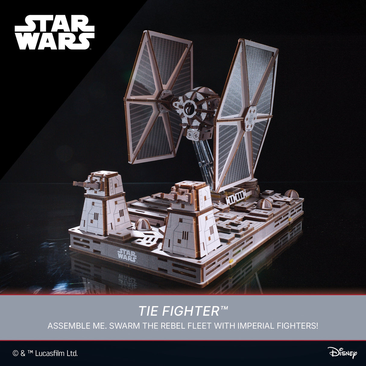 UGEARS Star Wars TIE Fighter – 3D træbyggesæt med motor (400 dele)