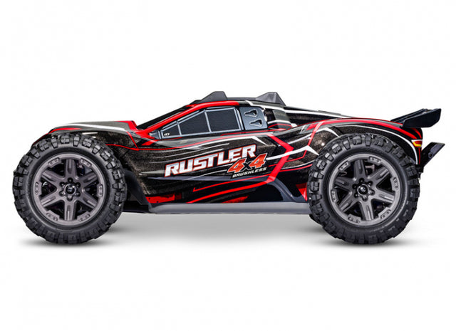 Traxxas Rustler 4X4 BL-2s rød – set fra siden