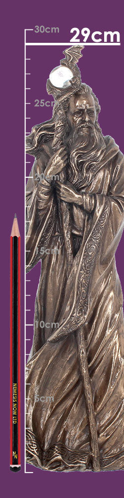 Bronze Wizard Merlin Figurine Arthurian Magic Sorcerer Ornament