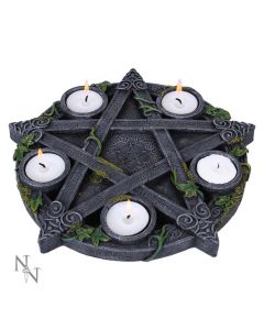 Set of 2 Wiccan Pentagram Candlesticks Witch Candle Holders