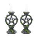 Set of 2 Wiccan Pentagram Candlesticks Witch Candle Holders