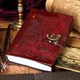 Lockable Red Leather Medieval Embossed Journal
