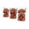 Three Wise Highland Cow Figurines 9.6cm
