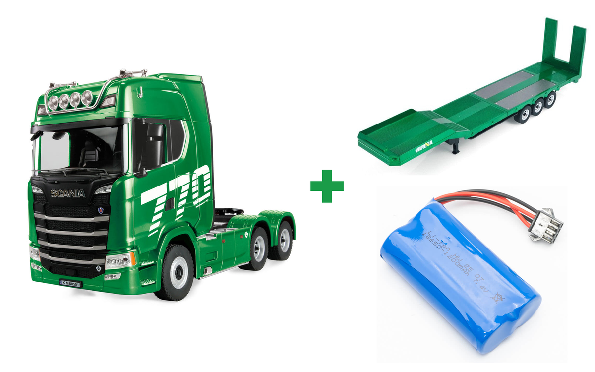 Kombopakke: HUINA SCANIA 770S RC TRAILER RTR Grøn