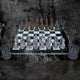 Raised Medieval Knight Chess Set With Corner Towers 43cm