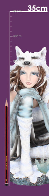 Fae-Lore Winter Fairy Wearing Wolf Hide 30cm