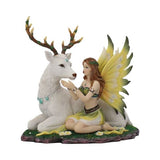 Adoration stag and spring fairy medium figurine