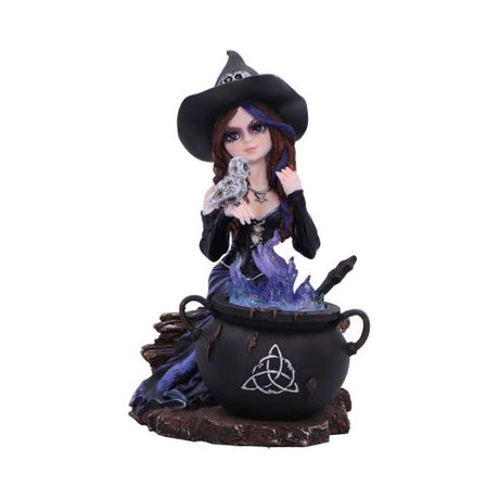 Alvina Witch Figurine with Owl and Cauldron