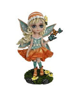 Midnight Fae Gothic Fairy with Cat Figurine
