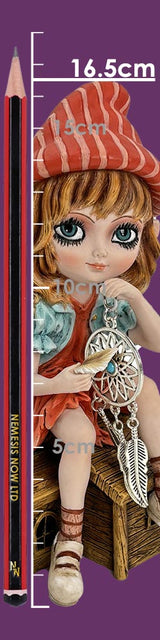 Autumn Fae Fairy Figurine with Dream Catcher and Bird