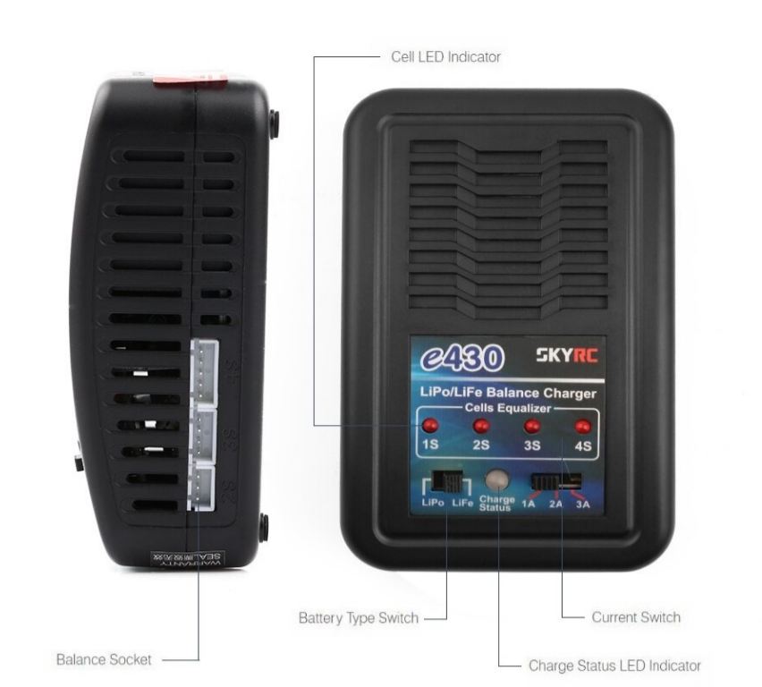 Billig LiPo/LiFe lader 2-4s (7,4v til 14,8V) SkyRC e430