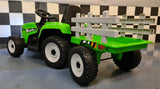 Children's battery tractor 12 volts with trailer and RC green