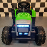 Children's battery tractor 12 volts with trailer and RC green