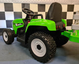 Children's battery tractor 12 volts with trailer and RC green