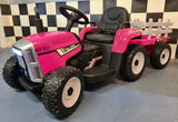 Children's tractor 12 volts with trailer pink