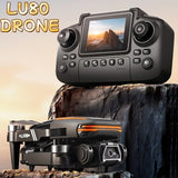 LU80 drone i orange med fjernbetjening med skaerm