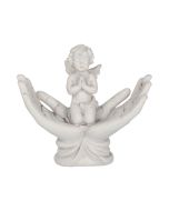 Set of Two Small Shelter 7cm Baby in Cradled Hands Figurines