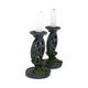 Pair of Aged Ivy Pentagram Candlesticks Gothic Candle Holders