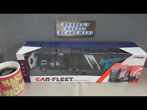 Flot fjernstyret lastbil med container ladvogn