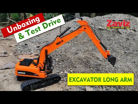 Fjernstyret gravemaskine med forlænget arm