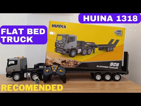 Fed RC truck med lad og kørerampe og blink - 80 cm lang