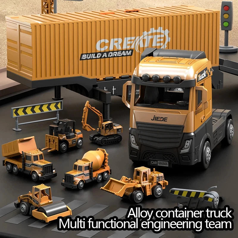 Bulldozer Tower Crane Truck Excavator Toys Set