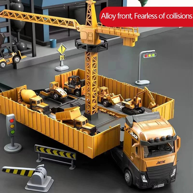 Bulldozer Tower Crane Truck Excavator Toys Set