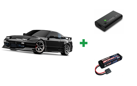 Traxxas 4-TEC Drift Nissan 240SX Black kombopakke med USB-C lader og 2S batteri