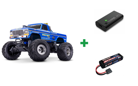 Kombopakke: BIGFOOT No.1 1/10 RTR TQ EHD USB-C Charger/ 7 cell NiMH 3000mAh + USB-C lader og 2S batteri