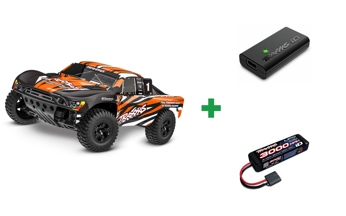 Kombopakke: Slash 2WD 1/10 RTR TQ Blue-X EHD Clipless USB - With Battery/Charger + USB-C lader og 2S batteri