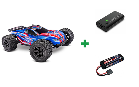 Kombopakke: Rustler 4x4 1/10 HD VX3 BL 3S RTR 40th Edition + USB-C lader og 2S batteri