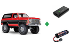 Kombopakke: Traxxas 82276-4 TRX-4 Chevy Blazer 1979 1/10 RTR Clipless + USB-C lader og 2S batteri