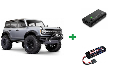 Kombopakke: Traxxas 92076-4 TRX-4 Ford Bronco 2021 Crawler RTR + USB-C lader og 2S batteri