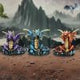 Three Wise Dragon Figurines