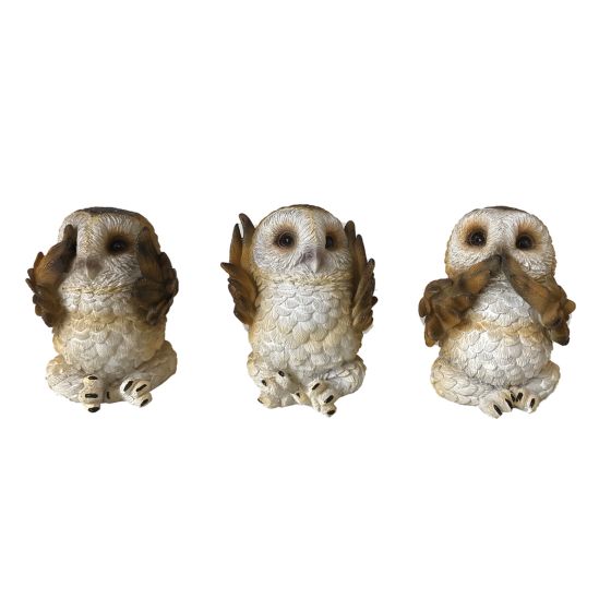 Three Wise Brown Owls 7.5cm