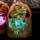 Arboreal Hatchling Green Dragon in Tree Trunk Light Up Figurine