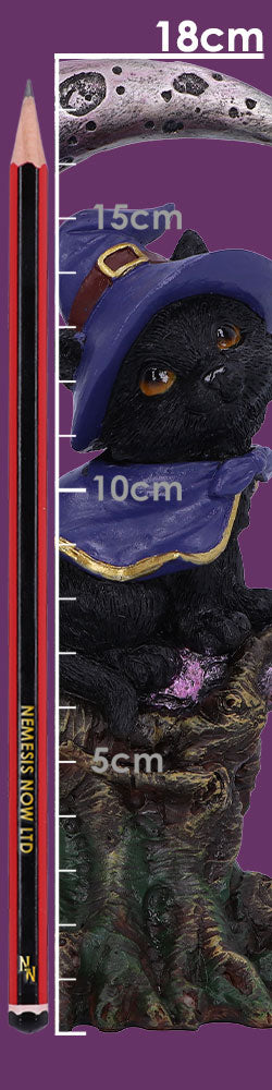 Grimalkin Witches Familiar Black Cat and Crescent Moon Figurine