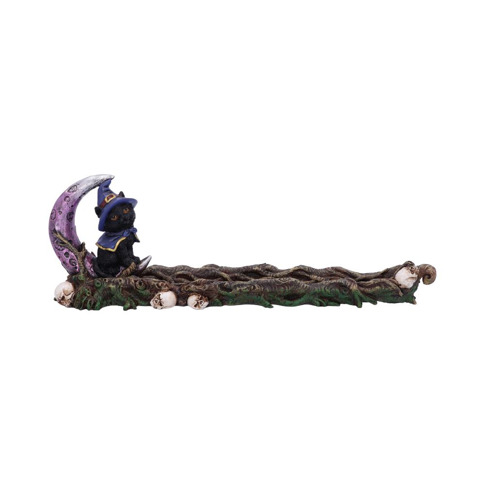 Grimalkin Witches Familiar Black Cat and Crescent Moon Incense Burner