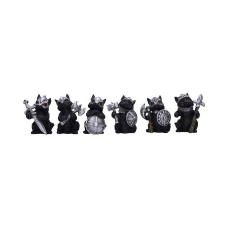 Cat Crusaders (Set of 6) – Fierce Warrior Cat figurines with Unique Poses