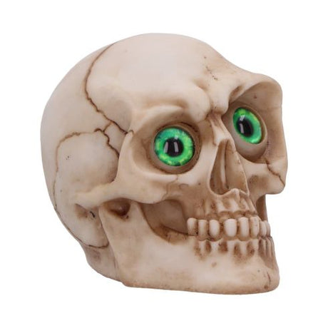 Eyes Wide Open (Green) Decorative Resin Skull – billede 3