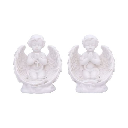 Praying Cherub’s Tea Light Holder Set of 2 13cm