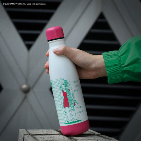 Squid Game Thermo Water Bottle Young-hee Blue & White Print